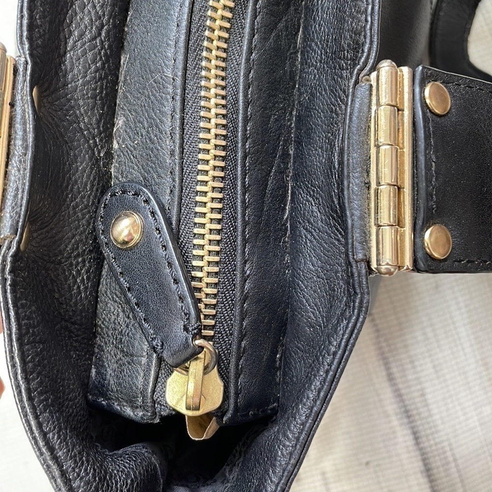 MICHAEL KORS Joplin Purse Black Leather Brushed Gold Metal Shoulder Bag - Picture 13 of 13